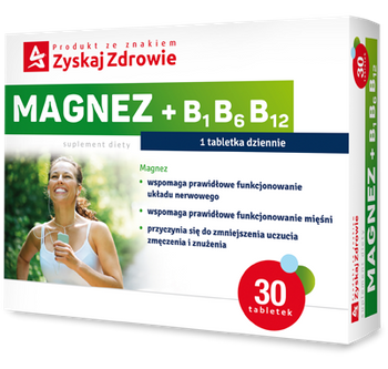 MAGNEZ + B1 B6 B12 Zyskaj Zdrowie x 30 tabletek