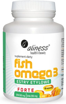 Aliness Fish Omega-3 Forte Estry Etylowe 500/250 mg – skoncentrowane EPA+DHA, 60 kapsułek
