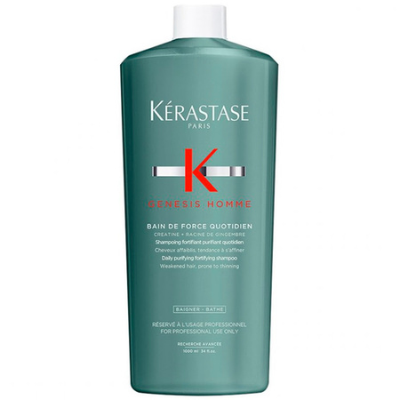 Kérastase Genesis Homme Bain de Force Quotidien - Szampon oczyszczająco-wzmacniający do włosów przerzedzonych, 1000 ml