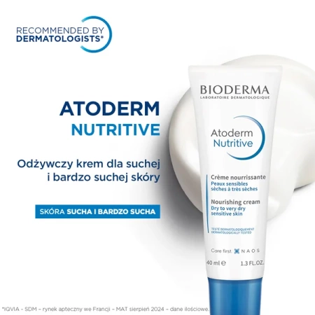 Bioderma Atoderm Nutritive Odżywczy Krem do Skóry Suchej, 40 ml