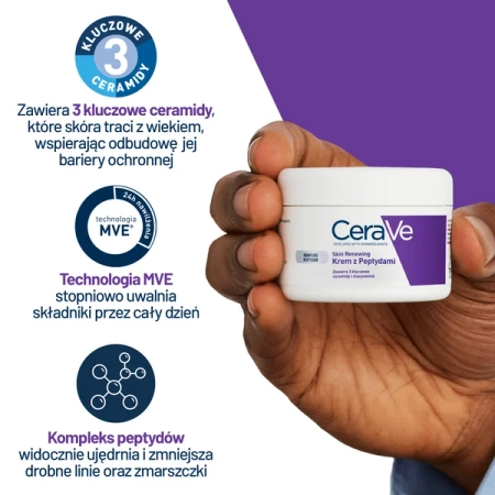 CeraVe Skin Renewing Krem z Peptydami – Ujędrniający Krem z Ceramidami i Peptydami, 48g