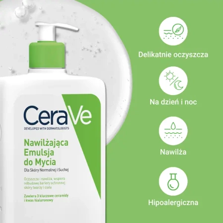 CeraVe Nawilżająca Emulsja do mycia, skóra normalna i sucha, 236ml