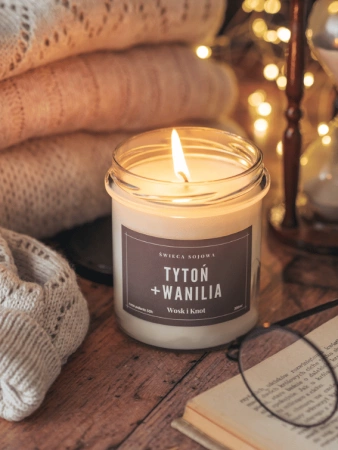 Wosk&Knot Świeca Sojowa - Tytoń + Wanilia, 300ml
