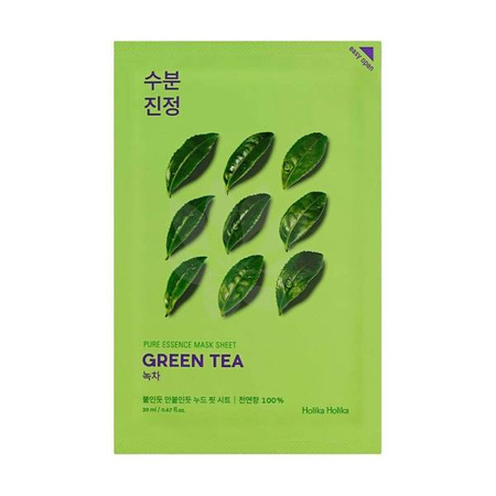 Holika Holika Pure Essence Mask Sheet – Green Tea – Kojąco-Oczyszczająca Maska w Płachcie z Ekstraktem z Zielonej Herbaty, 23 ml