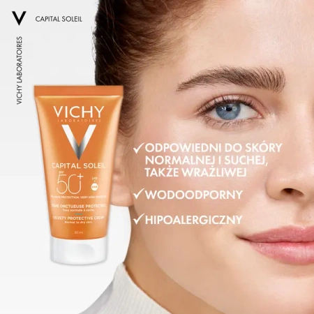VICHY Capital Soleil Aksamitny Krem do Twarzy SP50+, 50ml | KRÓTKA DATA: 30/01/26