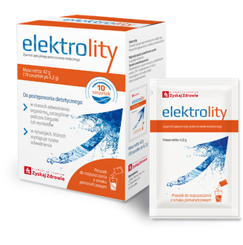 Zyskaj Zdrowie Nawadniające Elektrolity o Smaku Pomarańczowym, 10 saszetek