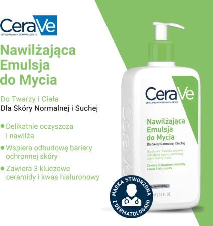 CeraVe Nawilżająca Emulsja do mycia, skóra normalna i sucha, 473ml
