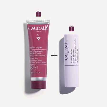 CAUDALIE Zimowy Duet Dłonie i Usta THE DES VIGNES Regenerujący Krem do Rąk i Paznokci, 30 ml + VINOTHERAPIST Pomadka do ust 4,5 g