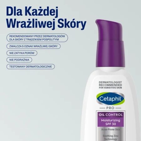 Cetaphil PRO Oil Control – Krem Nawilżająco-Matujący SPF 30, 118 ml