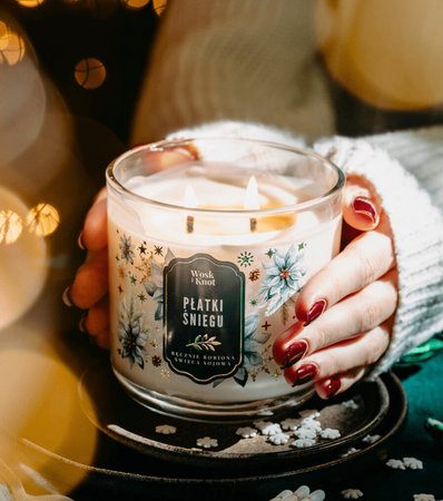 Wosk&Knot Świeca Sojowa - Płatki Śniegu, 350g 
