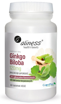 Aliness Ginkgo Biloba 120 mg– wsparcie pamięci, koncentracji i krążenia, 60 tabletek