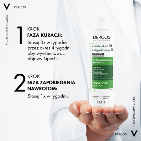 VICHY Dercos DS Szampon Przeciwłupieżowy do Włosów Normalnych i Przetłuszczających się, 200ml | KRÓTKA DATA: 31/10/25