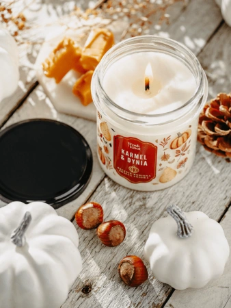 Wosk&Knot Świeca Sojowa - Karmel&Dynia, 350g
