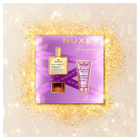 NUXE Zestaw Bestsellery – Olejek Huile Prodigieuse, 50 ml + Szampon Hair Prodigieuse, 50ml + Balsam Rêve de Miel, 15ml