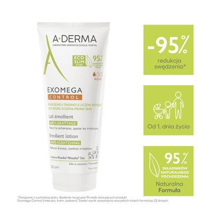 A-Derma Exomega Control – Mleczko Emolient Kojące do Skóry Atopowej, 200ml  | KRÓTKA DATA: 01/2026r. 