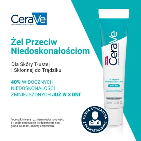 CeraVe Żel Przeciw Niedoskonałościom, 40ml | KRÓTKA DATA: 30/01/26