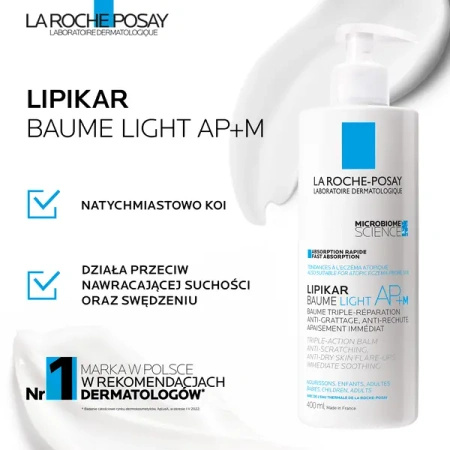 La Roche-Posay Lipikar Baume Light AP+M – Lekki Balsam Kojąco-Odbudowujący, 400 ml