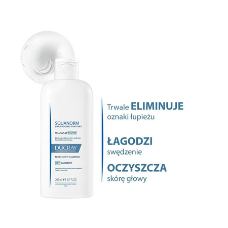 DUCRAY SQUANORM Szampon przeciwłupieżowy, łupież suchy, 200ml