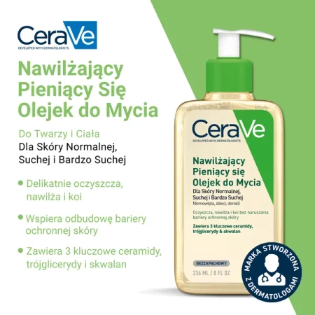CeraVe Nawilżający Pieniący się Olejek do Mycia, 236 ml 