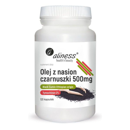 Aliness Olej z Nasion Czarnuszki 2% Etiopski – 500 mg, 120 kapsułek