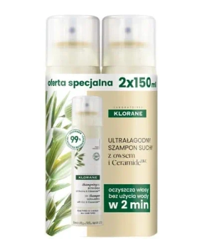Klorane Owies Suchy Szampon do Jasnych Włosów Zestaw, 2x150ml