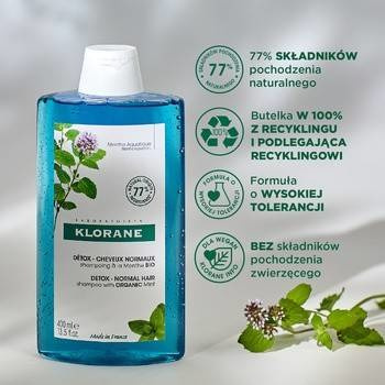 KLORANE Mięta Organiczna Szampon, 400ml