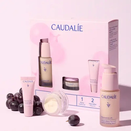 Caudalie Resveratrol-Lift Zestaw Wiosenny - Serum do Twarzy, 30ml + Krem Kaszmir, 15ml + Krem pod Oczy, 15ml