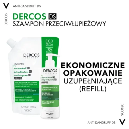 VICHY Dercos DS Szampon przeciwłupieżowy do włosów normalnych i przetłuszczających się  Refill - opakowanie uzupełniające, 500ml