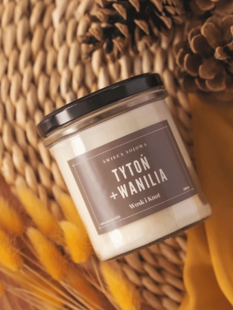 Wosk&Knot Świeca Sojowa - Tytoń + Wanilia, 300ml