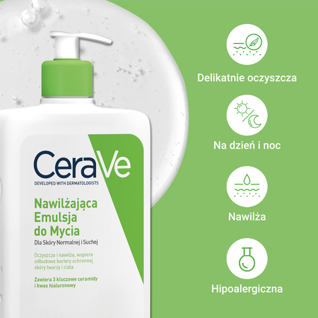 CeraVe Nawilżająca Emulsja do mycia, skóra normalna i sucha, 236ml