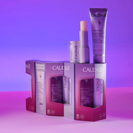 CAUDALIE Zimowy Duet Dłonie i Usta THE DES VIGNES Regenerujący Krem do Rąk i Paznokci, 30 ml + VINOTHERAPIST Pomadka do ust 4,5 g