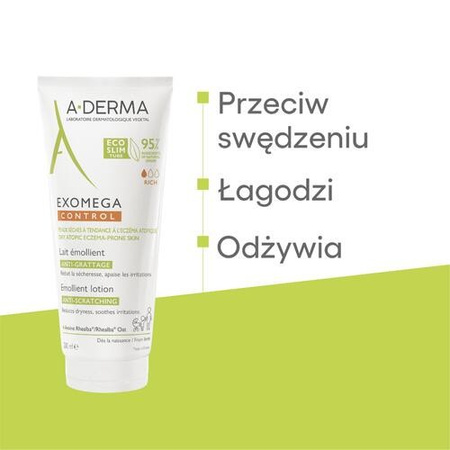 A-Derma Exomega Control – Mleczko Emolient Kojące do Skóry Atopowej, 200ml  | KRÓTKA DATA: 01/2026r. 