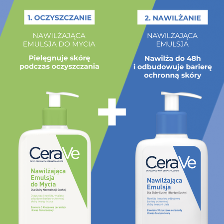 Cerave Zestaw Emulsja nawilżająca+emulsja do mycia, 2x473ml
