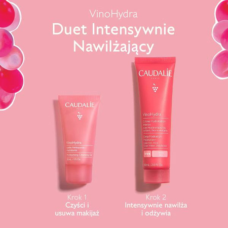 Caudalie VinoHydra Duet Intensywnie Nawilżający –  Żel do Mycia Twarzy, 30 ml + Krem Intensywnie Nawilżający, 60 ml