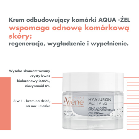 AVENE HYALURON ACTIV B3 Krem odbudowujący komórki, 50 ml