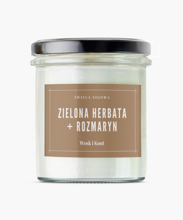 Wosk&Knot Świeca Sojowa -Zielona Herbata + Rozmaryn, 250g