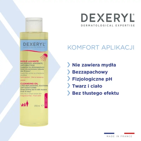 Dexeryl Olejek do Mycia – Delikatne Oczyszczanie i Nawilżenie Skóry Suchej, 1L