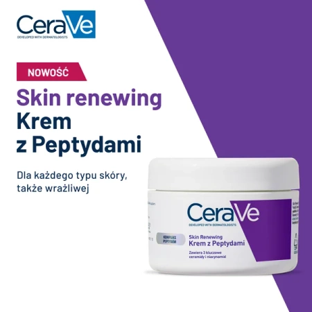 CeraVe Skin Renewing Krem z Peptydami – Ujędrniający Krem z Ceramidami i Peptydami, 48g