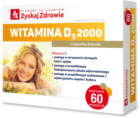 Zyskaj Zdrowie - Witamina D3 2000 , 60 kapsułek