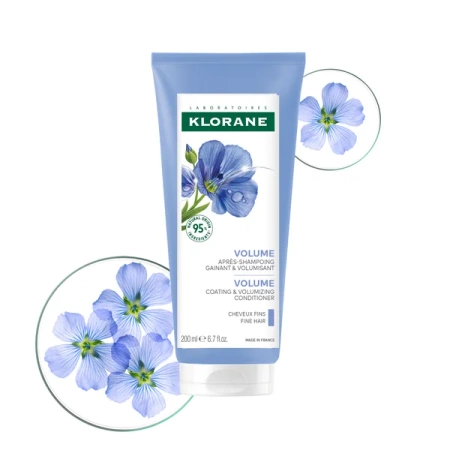 Klorane Odżywka z Organicznym Lnem, 200 ml – Objętość i Lekkość Włosów