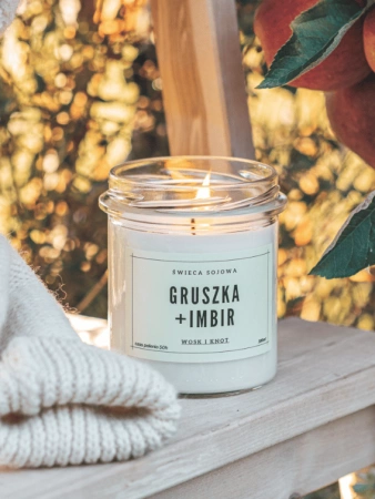 Wosk&Knot Świeca Sojowa - Gruszka + Imbir, 300ml