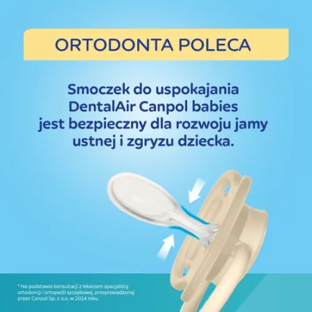 Canpol Babies Smoczek Silikonowy 0-6m Symetryczny DENTAL AIR 2 Kremowy, 2 sztuki 