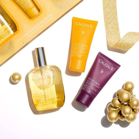 CAUDALIE XMASS 2024 Soleil Des Vignes Zestaw (Olejek pielęgnacyjny, 50 ml + Żel pod prysznic, 50 ml + The des Vignes Balsam, 50 ml)