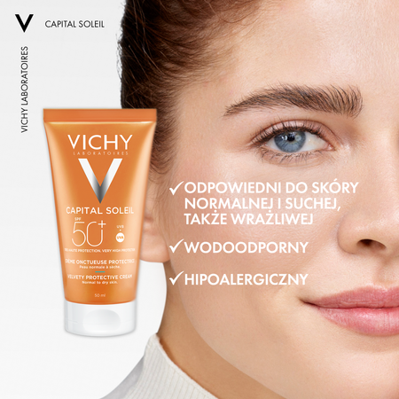 VICHY Capital Soleil Aksamitny Krem do Twarzy SP50+, 50ml