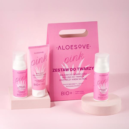 Aloesove Pink Zestaw – Demakijaż, peeling i krem na noc | KRÓTKA DATA: 01/2026r. 