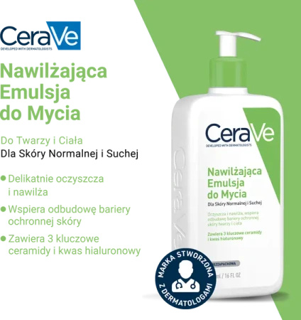 CeraVe Nawilżająca Emulsja do mycia, skóra normalna i sucha, 473ml