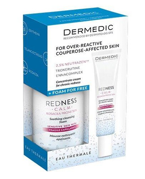 Dermedic Redness Calm kojąca pianka oczyszczająca,170ml + krem- koncentrat na chroniczne zaczerwienienia, 40ml