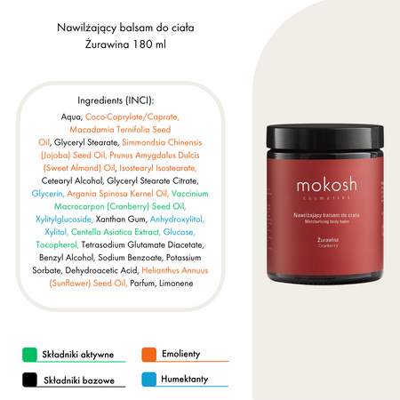 MOKOSH Nawilżający Balsam do Ciała - Żurawina, 180ml