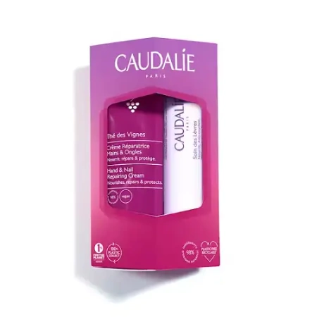 CAUDALIE Zimowy Duet Dłonie i Usta THE DES VIGNES Regenerujący Krem do Rąk i Paznokci, 30 ml + VINOTHERAPIST Pomadka do ust 4,5 g