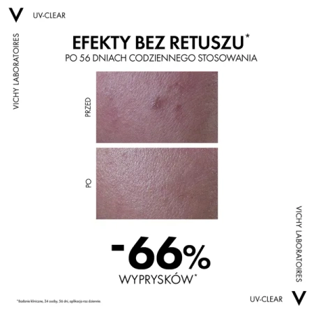 VICHY Capital Soleil UV-Clear SPF50+ Fluid Przeciw Niedoskonałościom, 40ml | KRÓTKA DATA: 11/2025